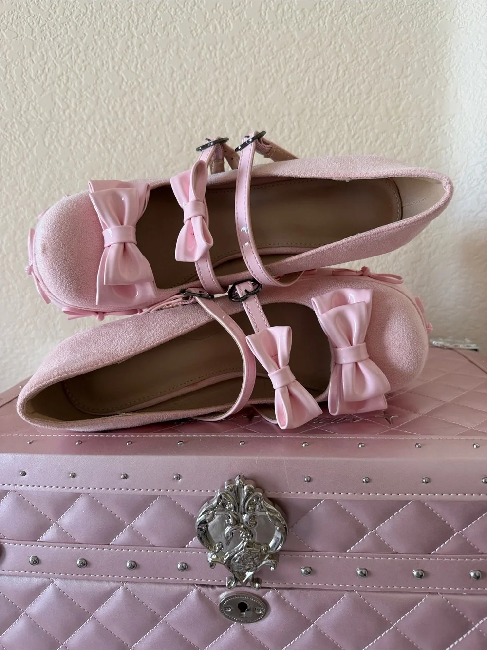 Pink Bow Platform Mary Jane Heels